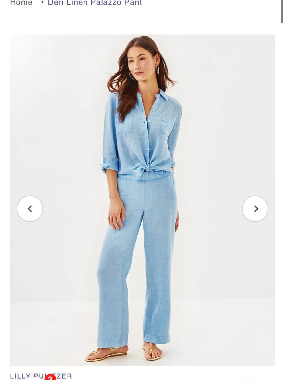 Lilly Pulitzer Light Blue Straight-Leg Linen Pants